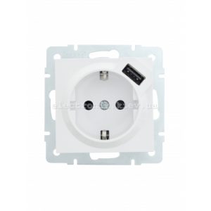 742-0288-181 VESNA Розетка із заземленням + USB біла