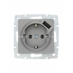 742-3588-181 VESNA Розетка із заземленням + USB сіра