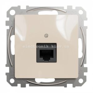 Інформаційна одинарна Розетка RJ45 CAT5E UTP колір бежевий Sedna Design