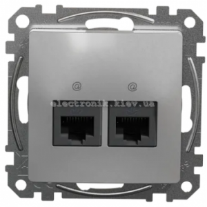 Інформаційна подвійна розетка RJ45 CAT5E UTP колір алюмінію Sedna Design