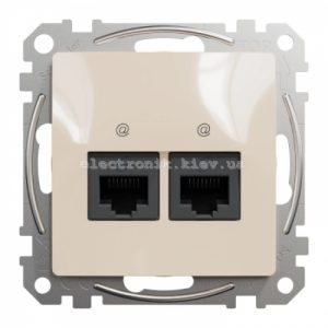 Інформаційна подвійна Розетка RJ45 CAT5E UTP колір бежевий Sedna Design