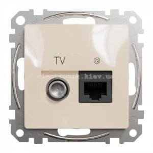 Інформаційна Розетка+ ТВ RJ45 CAT6 UTP-TV колір бежевий Sedna Design