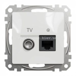 Інформаційна+ ТВ Розетка RJ45 CAT6 UTP-TV колір білий Sedna Design