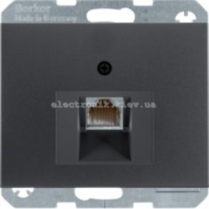 Комп'ютерна розетка RJ45 6кат UTP одинарна Hager-Berker K1, K5 антрацит матовий лак