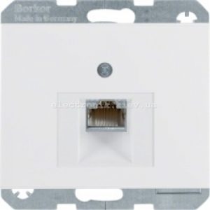 Комп'ютерна розетка RJ45 6кат UTP одинарна Hager-Berker K1, K5 полярна білизна глянцевий