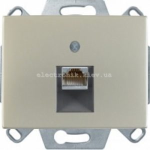 Комп'ютерна розетка RJ45 6кат UTP одинарна Hager-Berker K1, K5 сталь метал матований