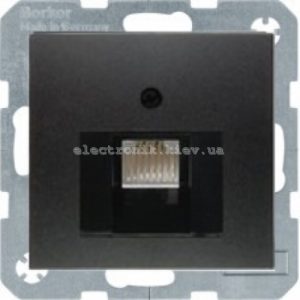 Комп'ютерна розетка RJ45 6кат UTP одинарна Hager-Berker S1 Антрацит матовий