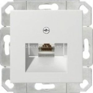 Комп'ютерна розетка RJ45 6кат UTP одинарна Hager-Berker S1 Полярна білизна глянцевий