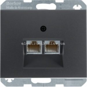 Комп'ютерна розетка RJ45 6кат UTP подвійна Hager-Berker K1, K5 антрацит матовий лак