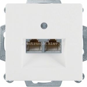 Комп'ютерна розетка RJ45 6кат UTP подвійна Hager-Berker (Q1, Q3, Q7) полярна білизна, з ефектом оксамиту