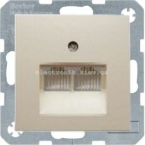Комп'ютерна розетка RJ45 6кат UTP подвійна Hager-Berker S1 Бежевий глянсовий