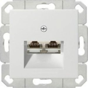 Комп'ютерна розетка RJ45 6кат UTP подвійна Hager-Berker S1 Полярна білизна глянцевий