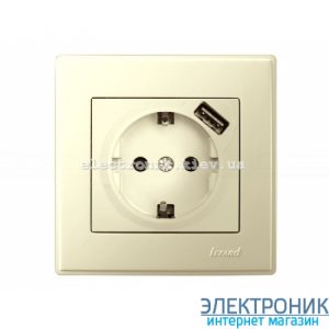 LESYA КРЕМ Розетка із заземленням+ USB заряджання