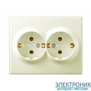 LESYA КРЕМ Розетка подвійна із заземленням