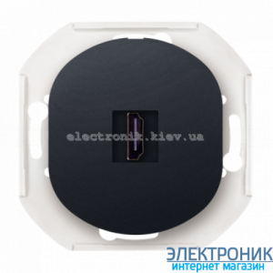 Механізм розетка 1-на HDMI, Aling-Conel EON, чорний глянцевий