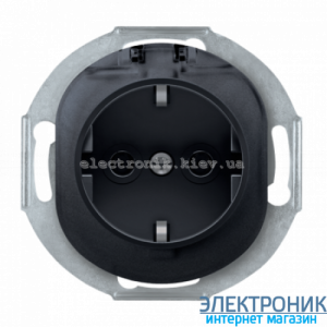 Механізм розетки 1-на з заземл. з кришкою Aling-Conel EON, чорний глянцевий