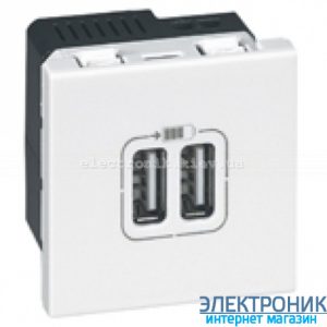 Механізм розетки USB подвійна 5В-750мА., Mosaic