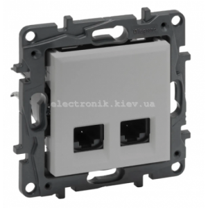 NILOE STEP Розетка інформаційна 2XRJ45 CAT6 FTP, колір Алюміній