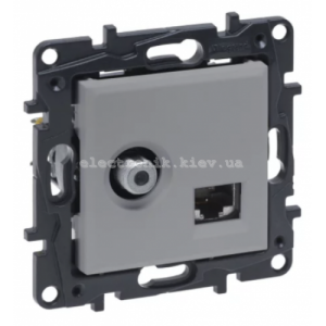 NILOE STEP Розетка комбінована TV тип F та RJ45 CAT6 UTP, колір Алюміній