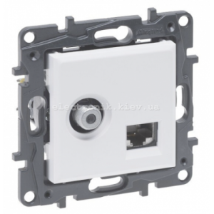 NILOE STEP Розетка комбінована TV тип F та RJ45 CAT6 UTP, колір білий