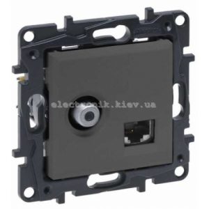 NILOE STEP Розетка комбінована TV тип F та RJ45 CAT6 UTP, колір Сталь