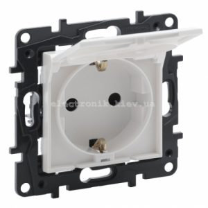 NILOE STEP Розетка силова з кришкою 2К+З IP44 16А, 250 В автоматичні клеми, колір білий