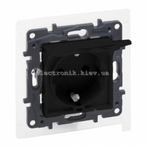 NILOE STEP Розетка силова з кришкою 2К+З IP44 16А, 250 В автоматичні клеми, колір Чорний