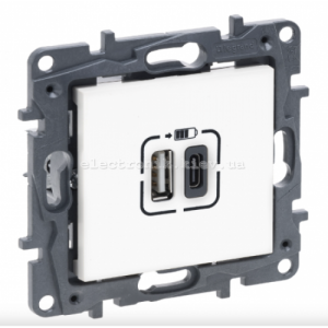 NILOE STEP Розетка USB Тип А+C 12Вт+15Вт 5 В, колір білий