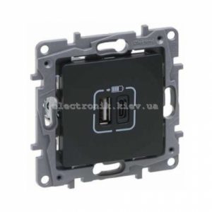 NILOE STEP Розетка USB Тип А+C 12Вт+15Вт 5 В, колір Чорний