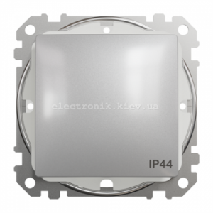 Одноклавішний Перемикач прохідний IP44 колір алюмінію Sedna Design
