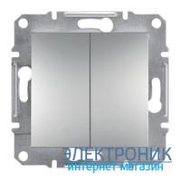 Перемикач Schneider (Шнайдер) Asfora Plus 2-клавішний прохідний алюміній