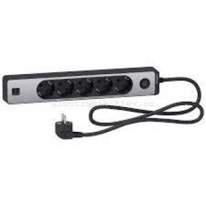 Подовжувач 5-й із заземленнямм+2*USB алюміній/чорний 1.5 метра Schneider Unica Extend