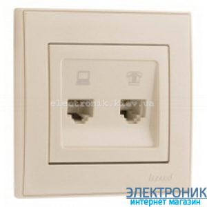 RAIN Розетка комп'ютерна + телефон крем