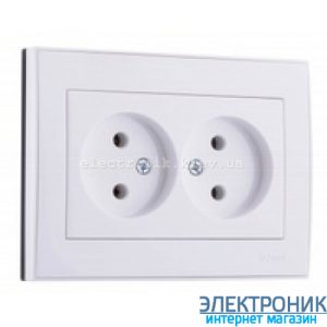 RAIN Розетка подвійна без заземлення біла