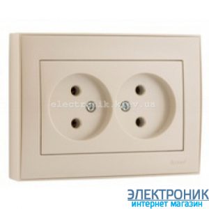 RAIN Розетка подвійна без заземлення крем