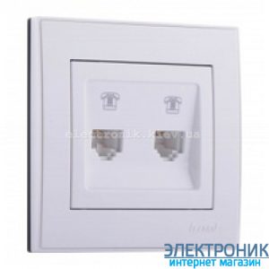 RAIN Розетка телефонна подвійна євро біла