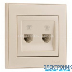 RAIN Розетка телефонна подвійна євро крем