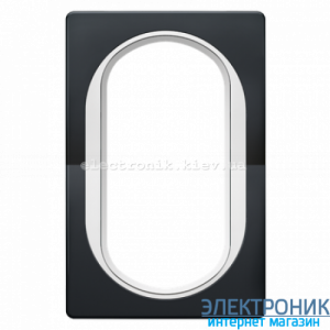 Рамка 1-на для 2-ної розетки Aling-Conel EON, чорн. матовий-білий