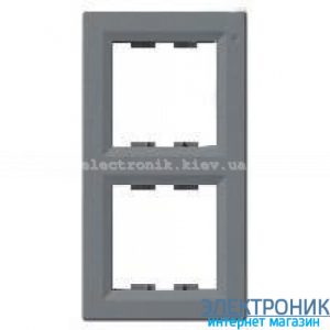 Рамка Schneider (Шнайдер) Asfora Plus 2-постова вертикальна сталь