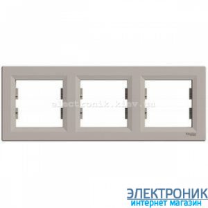 Рамка Schneider (Шнайдер) Asfora Plus 3-постова горизонтальна бронза