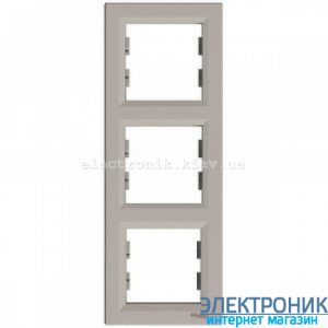 Рамка Schneider (Шнайдер) Asfora Plus 3-постова вертикальна бронза