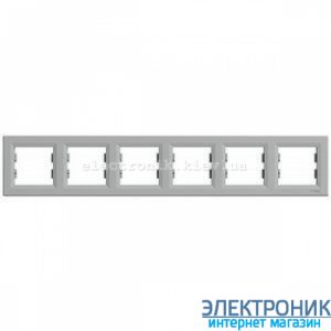 Рамка Schneider (Шнайдер) Asfora Plus 6-постова горизонтальна алюміній
