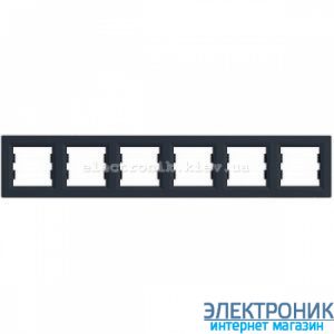 Рамка Schneider (Шнайдер) Asfora Plus 6-постова горизонтальна антрацит
