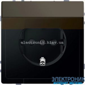 Розетка 1-а електрична, із заземленнямм, кришкою IР44, вологозахищена металева, колір Мокка, Schneider Merten D-Life