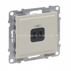 Розетка для заряджання USB С+C 15Вт/5V для серії SUNO Legrand слонова кістка