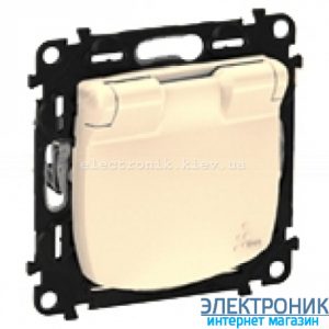 Розетка електрична із заземленнямм, з кришкою, зі шторками, Legrand Valena Allure (слонова кістка)