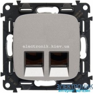 Розетка інтернет подвійна RJ45, кат. 6 UTP, Legrand Valena Allure (алюміній)