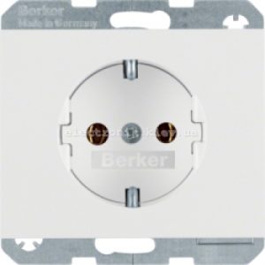 Розетка із заземленнямм Hager-Berker K1, K5 полярна білизна глянцевий