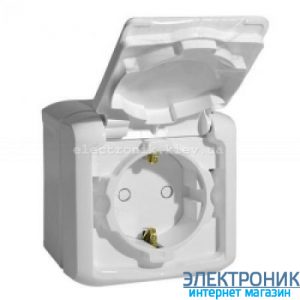 Розетка із заземленнямм та шторками, вологозахищена IP44, зовнішня, білий - Legrand Forix