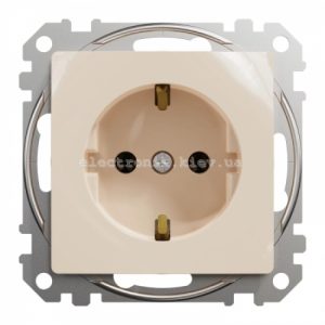 Розетка із заземленнямм та захисними шторками колір бежевий Sedna Design